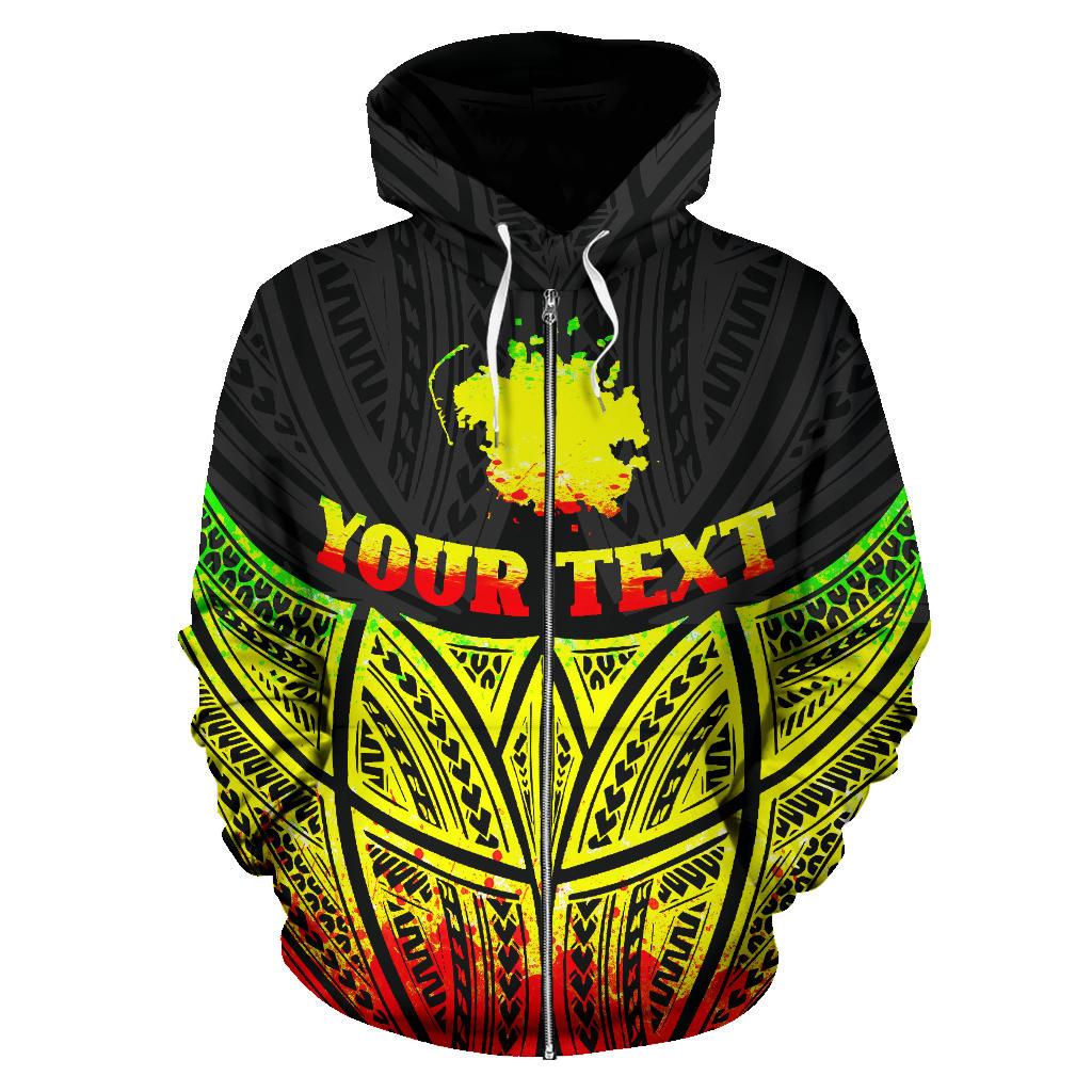 Pohnpei Polynesian Custom Zip up Hoodie Reggae Pride Map and Seal - Polynesian Pride