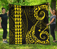 Hawaii Kakau Yellow Polynesian Premium Quilt Yellow - Polynesian Pride