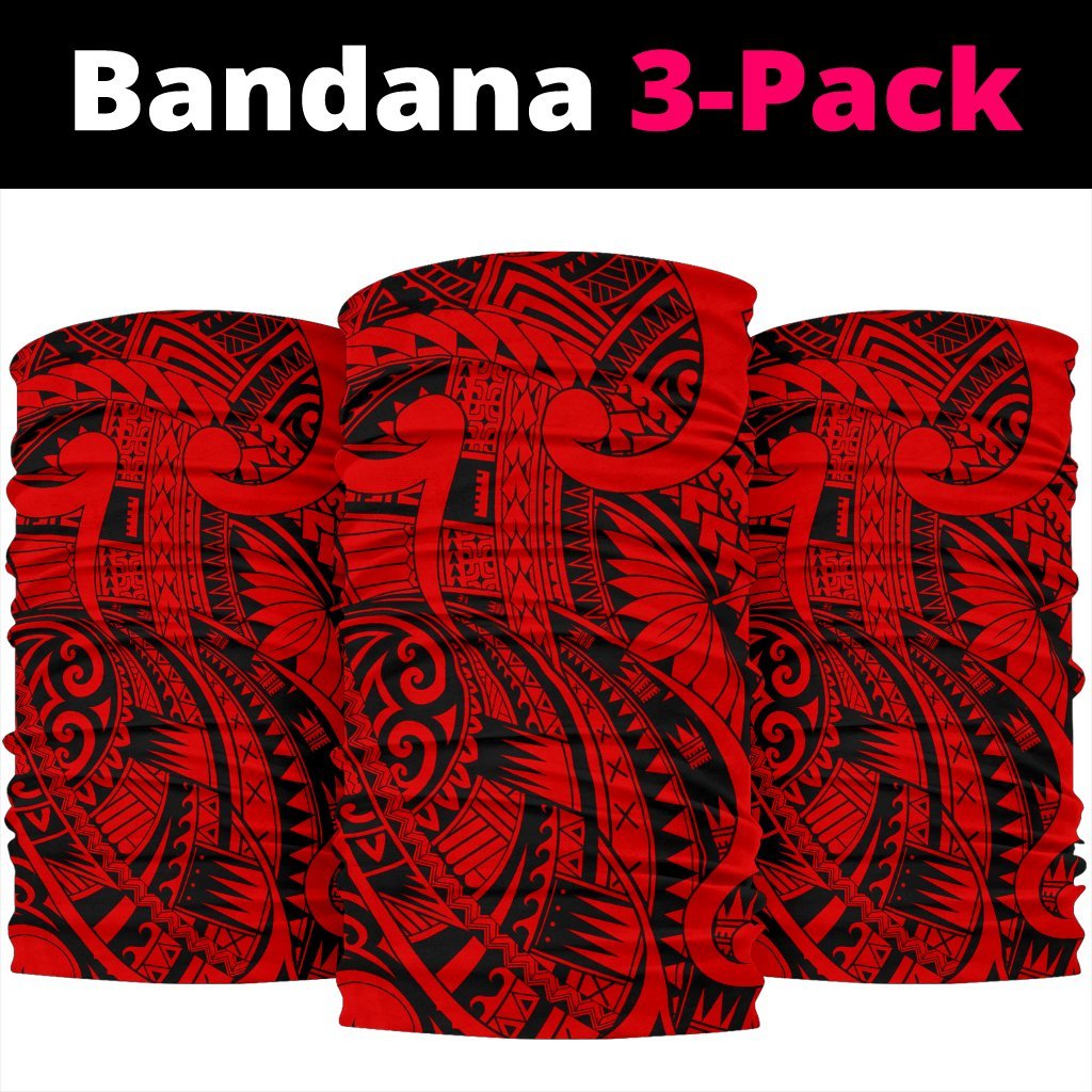 Polynesian Curly Tatau Red Unisex Bandana One Size Red - Polynesian Pride