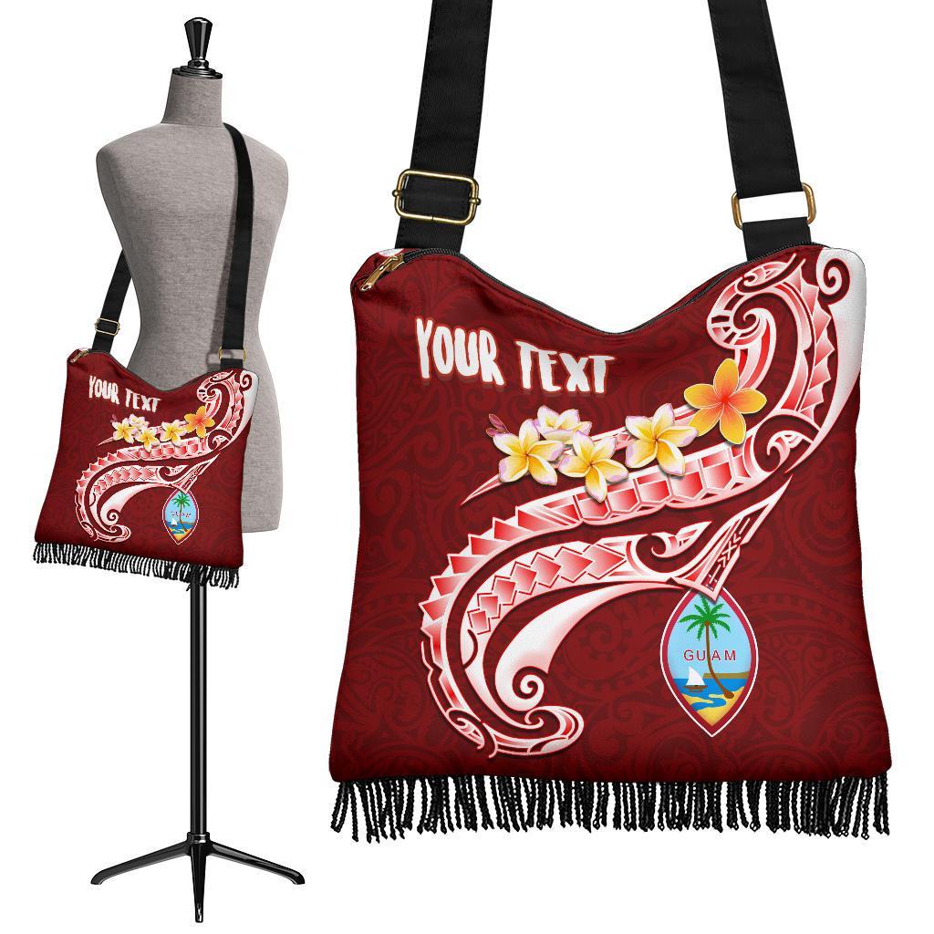 Guam Personalised Boho Handbag - Guam Seal Polynesian Patterns Plumeria (Red) - Polynesian Pride