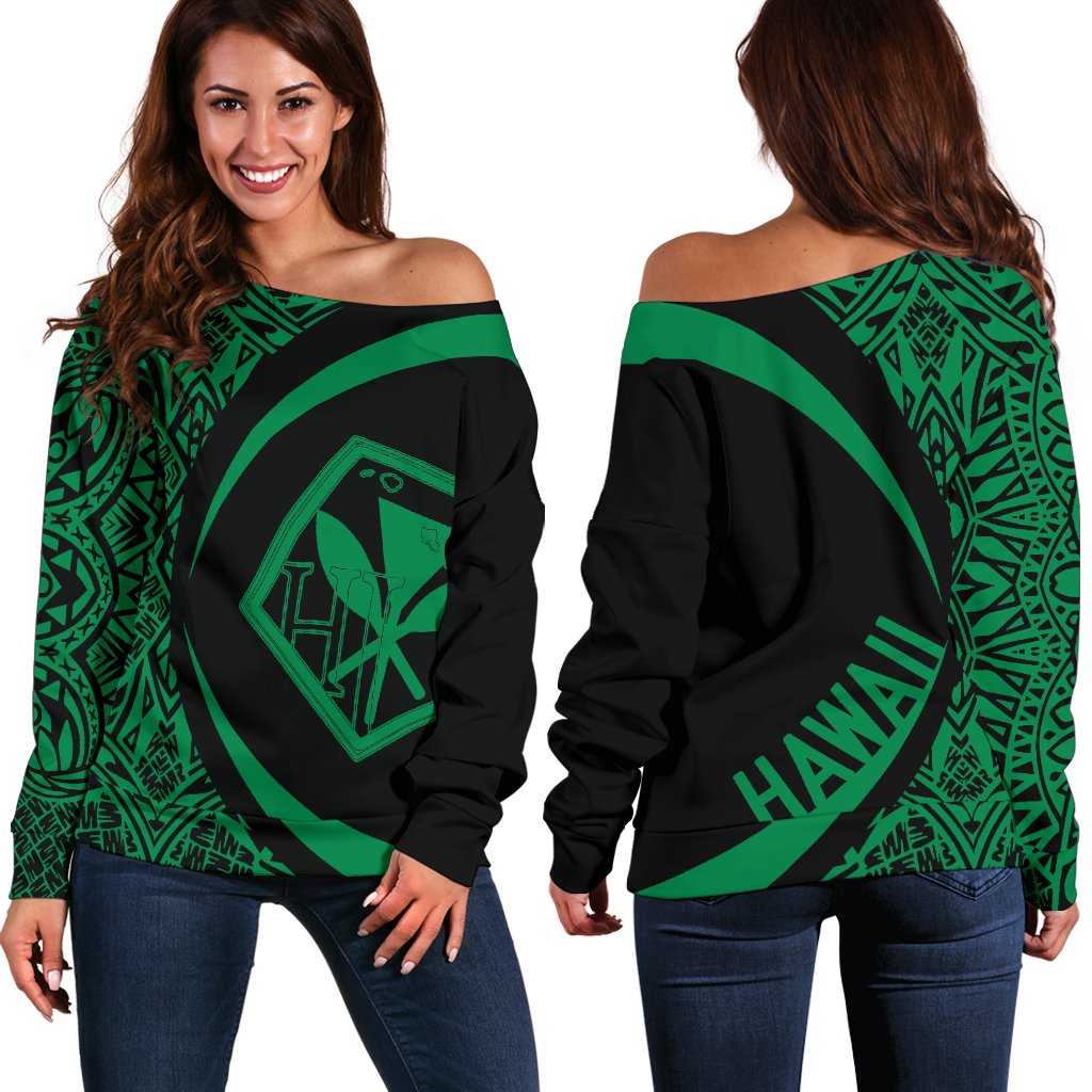 Kanaka Polynesian Women's Off Shoulder Sweater 05 White - Polynesian Pride