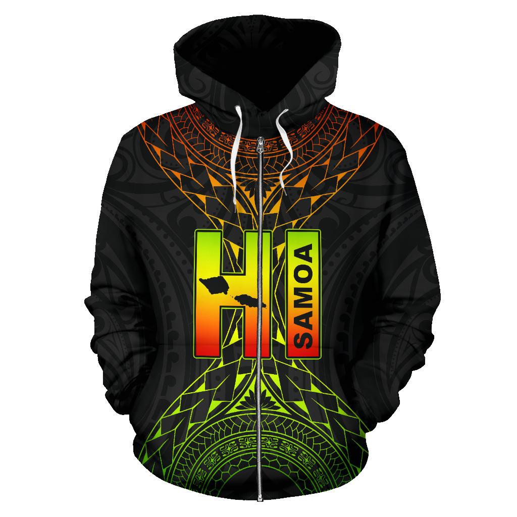 Samoa Map Polynesian All Over Zip up Hoodie - Polynesian Pride
