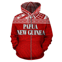 Papua New Guinea Polynesian All Over Zip up Hoodie Red Horizontal - Polynesian Pride