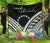 Cook Islands Premium Quilt - Cook Islands Coat of Arms & Polynesian Tropical Flowers White - Polynesian Pride