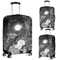 Marshall Islands Custom Personalised Luggage Covers - Humpback Whale with Tropical Flowers (White) - Polynesian Pride
