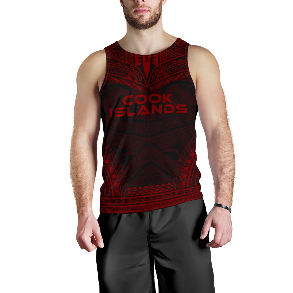 Cook Islands Men's Tank Top - Polynesian Chief Red Version Red - Polynesian Pride