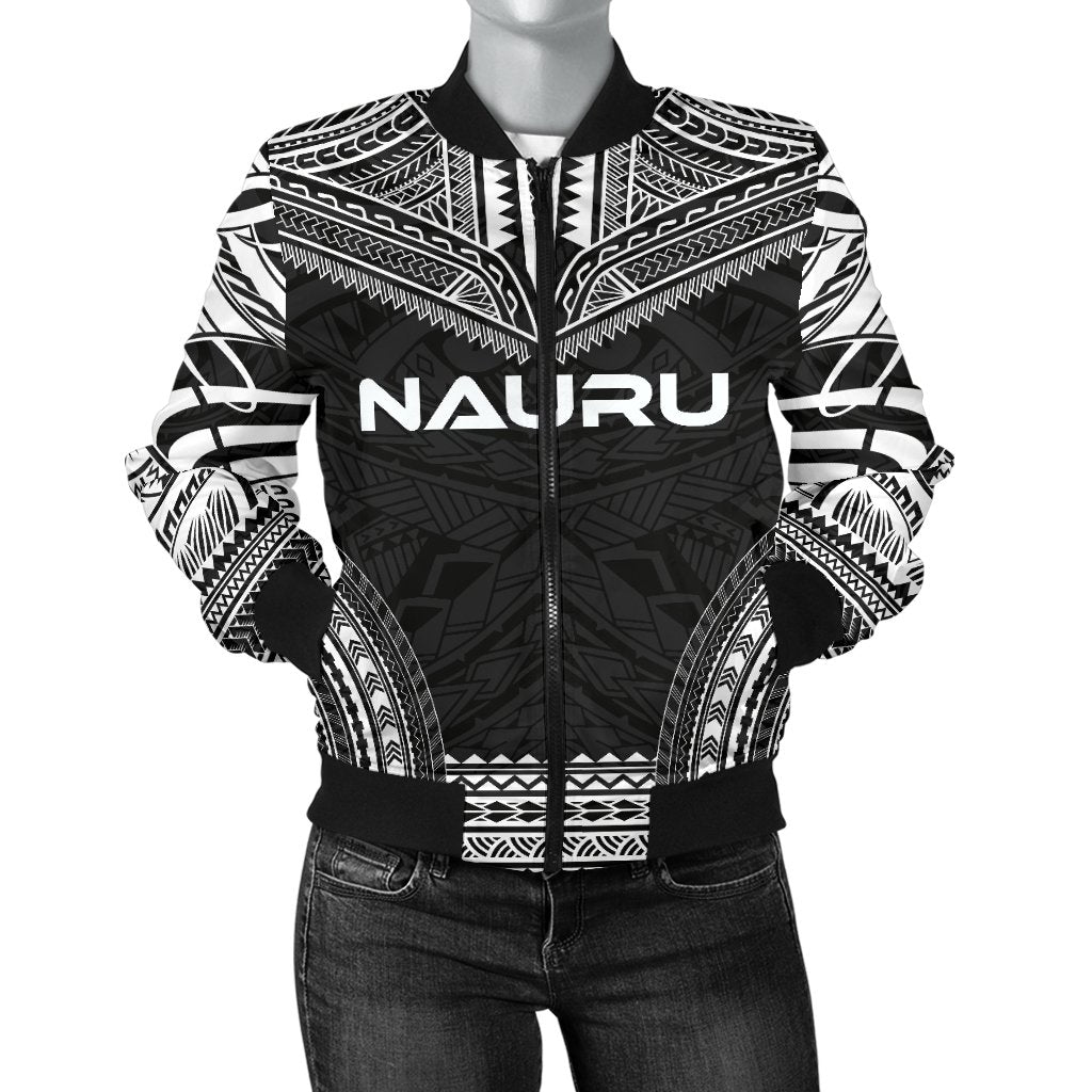 Nauru Polynesian Chief Women'S Bomber Jacket - Black Version Black - Polynesian Pride