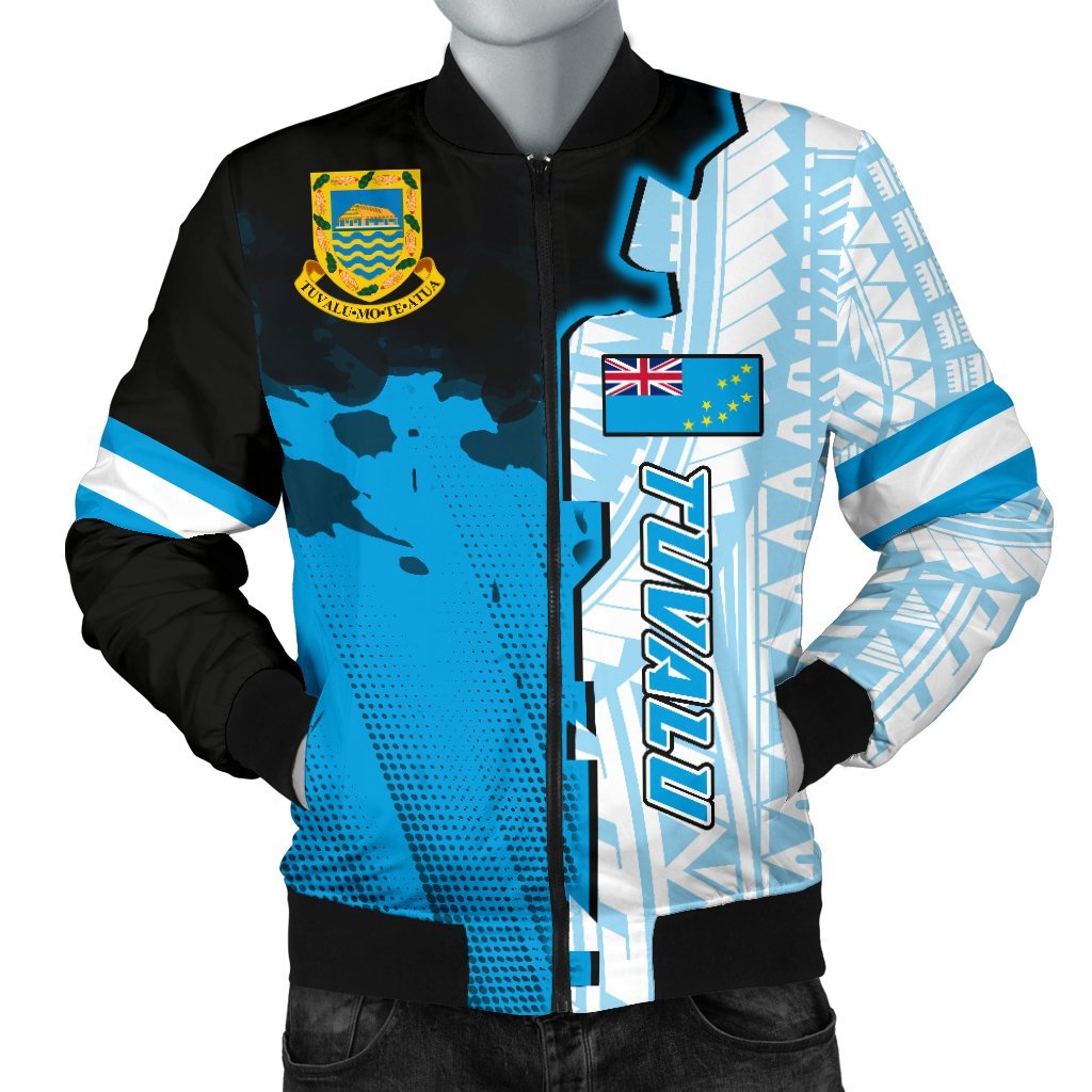 Tuvalu Personalised Men's Bomber Jacket - Independence Day Blue - Polynesian Pride