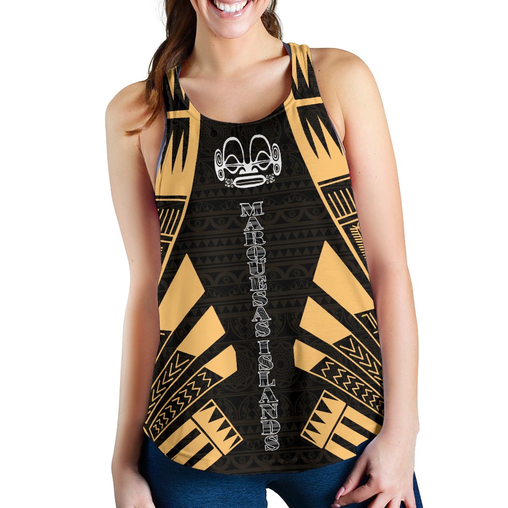 Marquesas Islands Women Racerback Tank - Polynesian Tattoo Gold Gold - Polynesian Pride