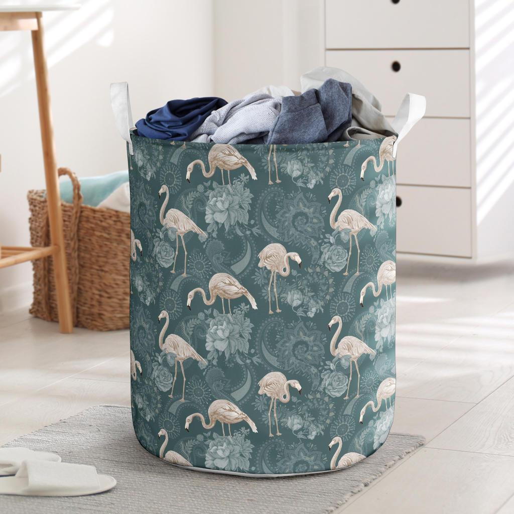 Hawaii Tropical Flamingos And Tropical Plants Hawaii Laundry Basket Laundry Basket One Size Black - Polynesian Pride