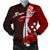 Kosrae Micronesia Custom Personalised Men's Bomber Jacket - Coat Of Arm With Hibiscus Red - Polynesian Pride