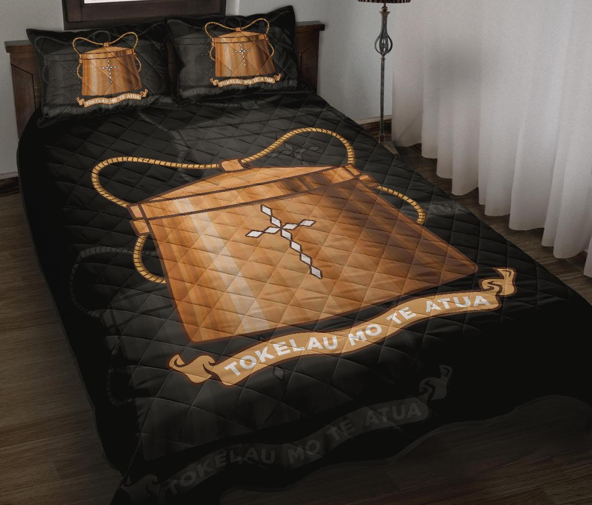 Tokelau Polynesian Quilt Bed Set Black - Polynesian Pride