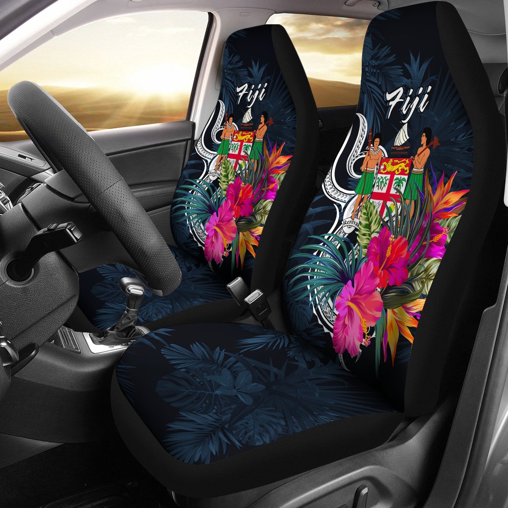 Fiji Polynesian Car Seat Covers - Tropical Flower Universal Fit Blue - Polynesian Pride