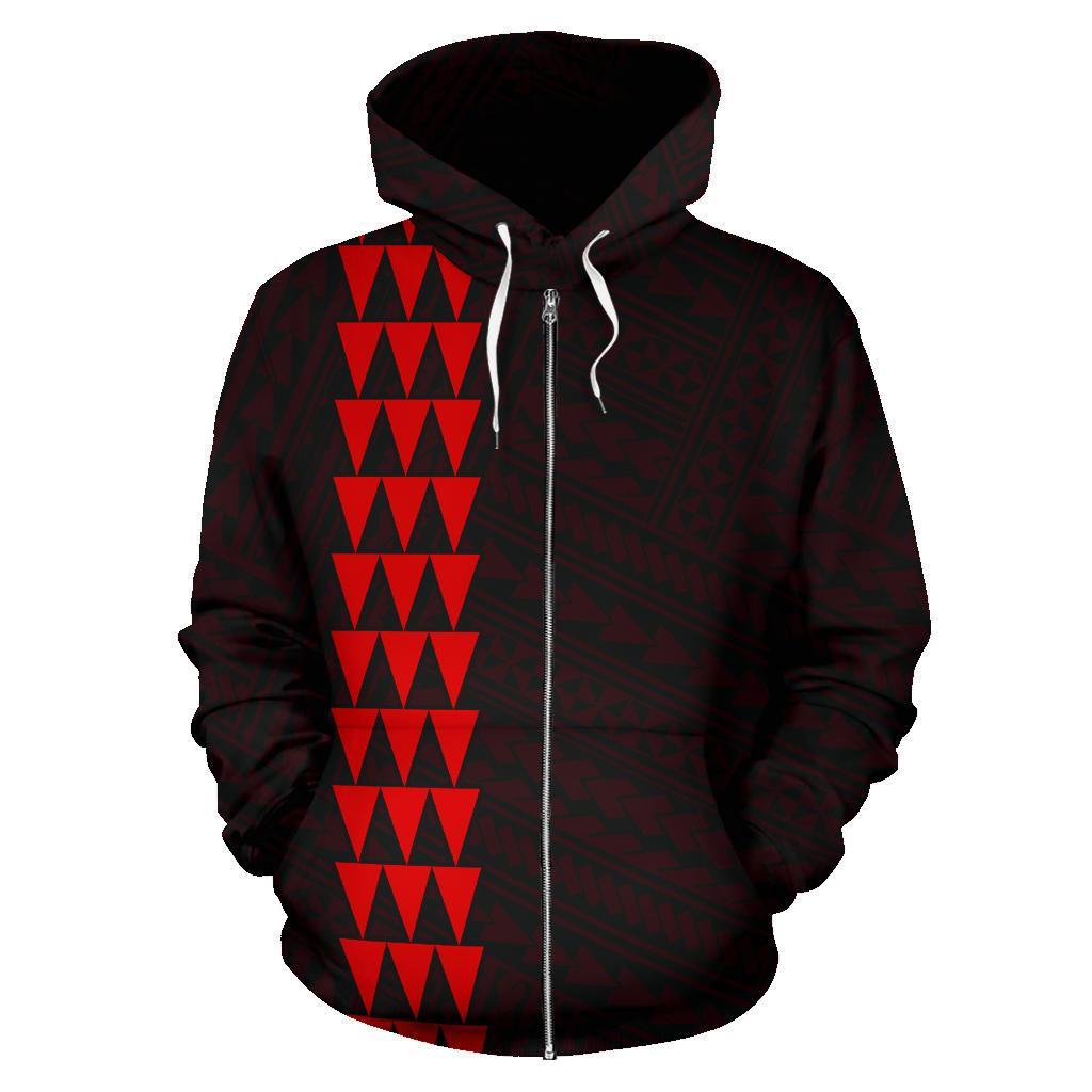 Polynesian Kakau Seal of Hawaii Zip Hoodie Red - Polynesian Pride