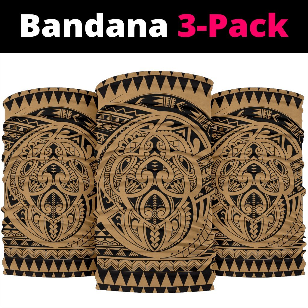 Hawaiian Polynesian Tatau Turtle Gold Bandana 3 - Pack - Polynesian Pride