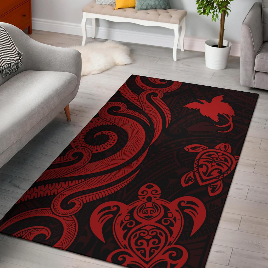 Papua New Guinea Area Rug - Red Tentacle Turtle Red - Polynesian Pride