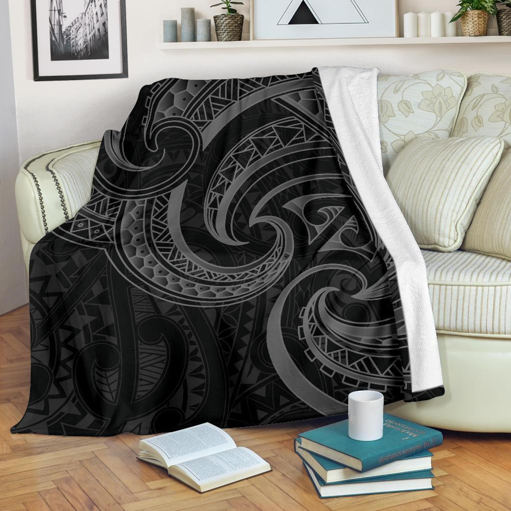 New Zealand Maori Mangopare Premium Blanket Polynesian - Black White - Polynesian Pride