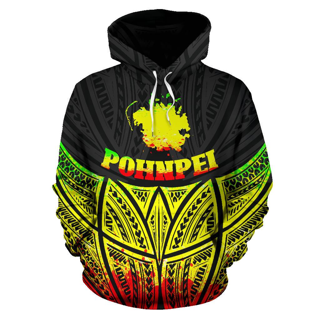 Pohnpei Polynesian Hoodie Reggae Pride Map nd Seal - Polynesian Pride