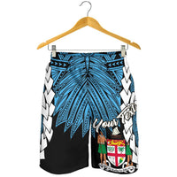 Fiji Polynesian Custom Personalised Men's Shorts - Tribal Wave Tattoo Flag Style - Polynesian Pride
