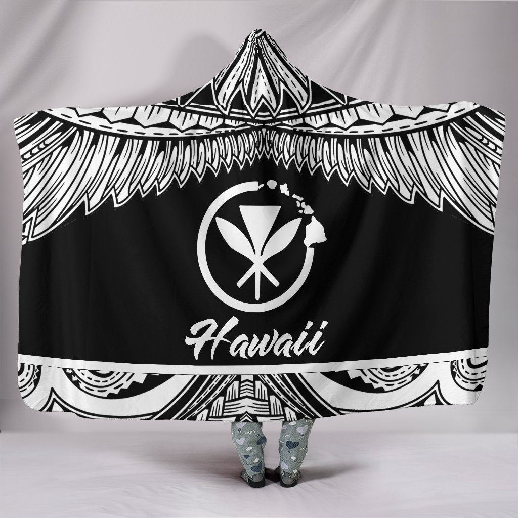 Hawaii Polynesian Hooded Blanket - Hawaii Pride White Version - Polynesian Pride