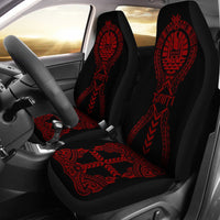 Tahiti Car Seat Covers - Tahiti Flag Polynesian Tribal Red Universal Fit Black - Red - Polynesian Pride
