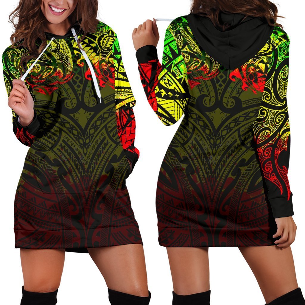 New Zealand Women'S Hoodie Dress, Maori Polynesian Tattoo Reggage Reggae - Polynesian Pride