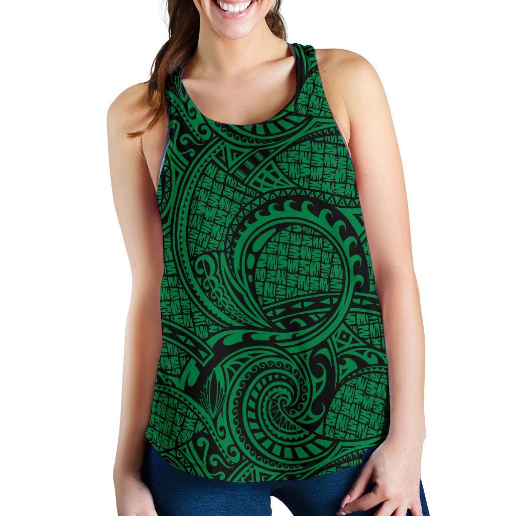 Polynesian Maori Lauhala Green Women's Racerback Tank Top Green - Polynesian Pride