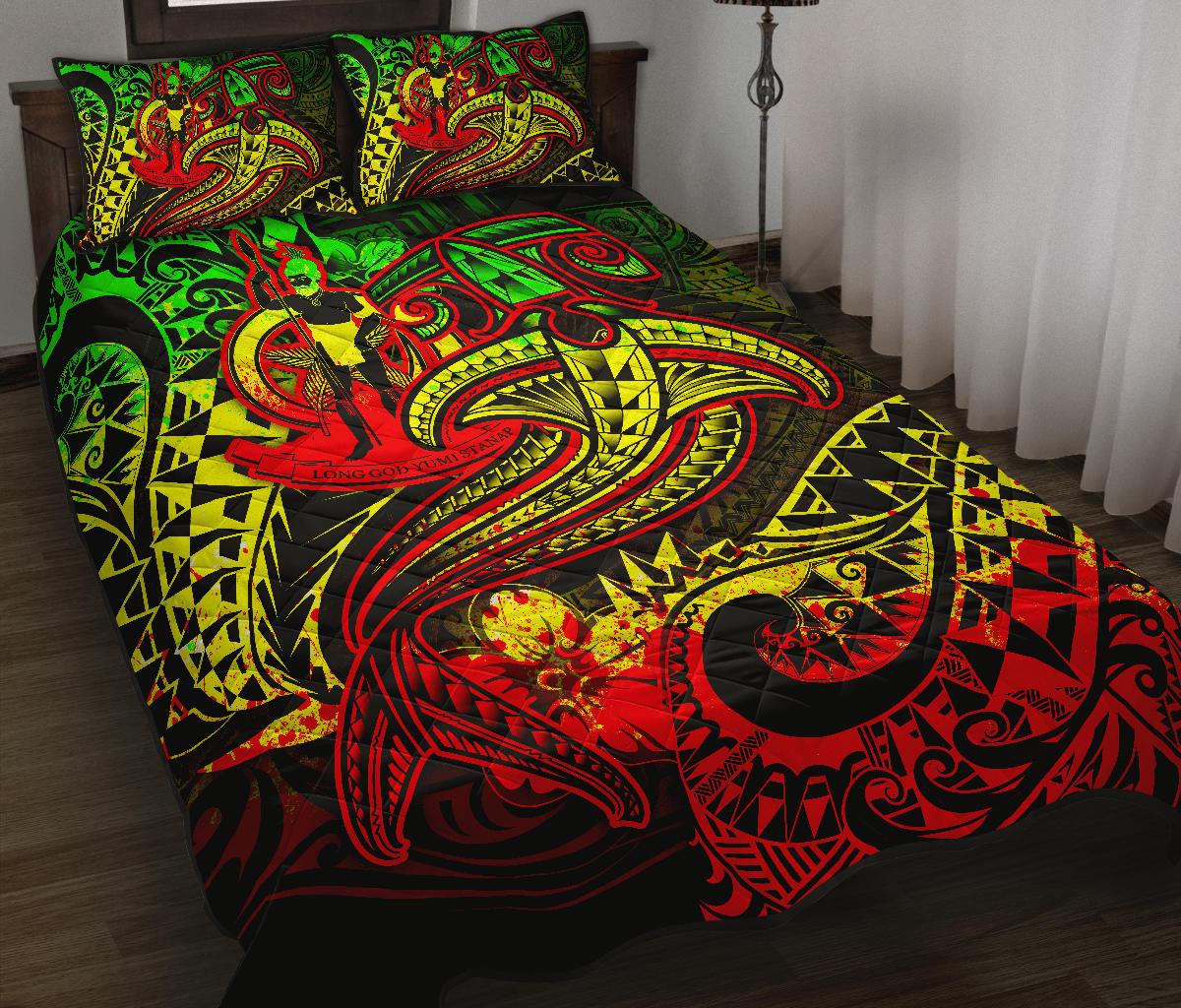 Vanuatu Polynesian Quilt Bed Set - Reggae Shark Polynesian Tattoo Art - Polynesian Pride