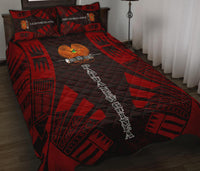 Papua New Guinea Quilt Bed Set - Papua New Guinea Coat Of Arms & Polynesian Red Tattoo Style - Polynesian Pride