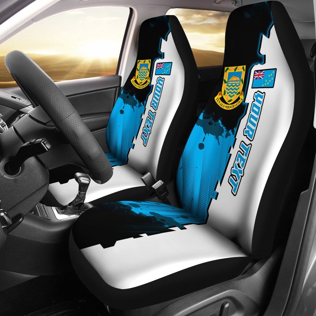 Tuvalu Personalised Car Seat Covers - Independence Day Universal Fit Blue - Polynesian Pride