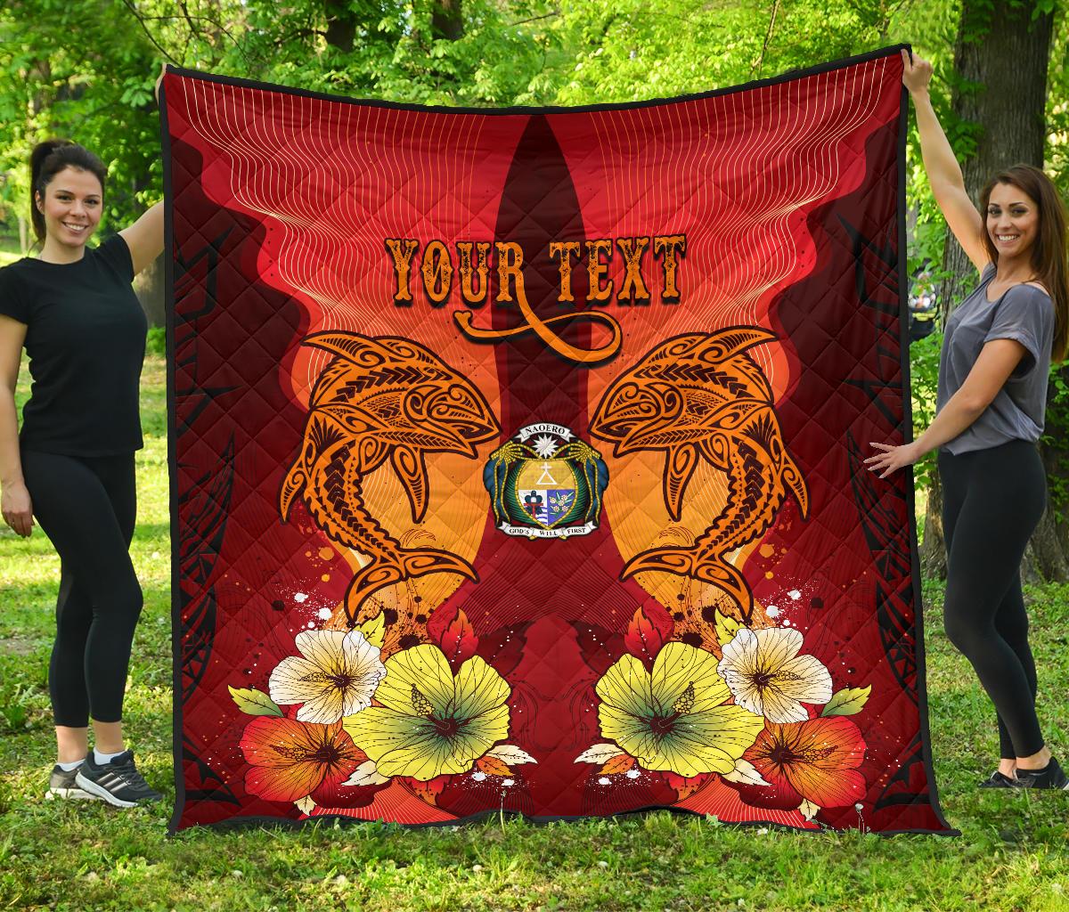 Nauru Personalised Premium Quilt - Tribal Tuna Fish Black - Polynesian Pride
