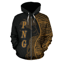 Papua New Guinea Polynesian Zip up Hoodie Coconut Tree Gold - Polynesian Pride