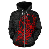 Polynesian Suffer Kanaka Warrior Hawaii Zip Hoodie Red - Polynesian Pride