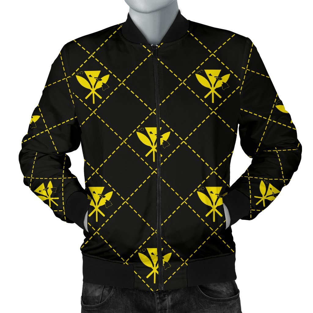 Kanaka Maoli Men's Bomber Jacket Regal AH Men's Bomber Jacket Yellow - Polynesian Pride