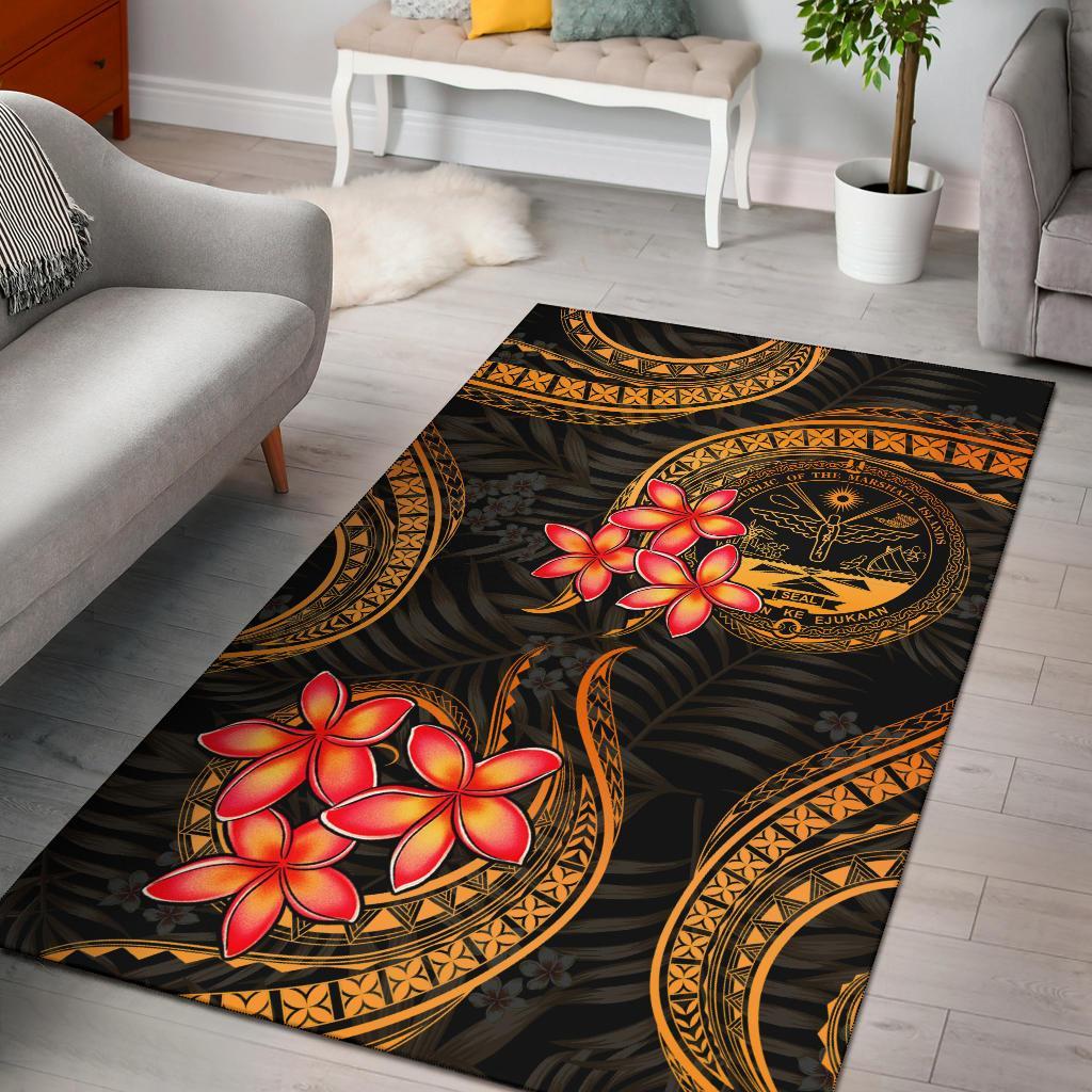 Marshall Islands Area Rug - Gold Plumeria Coat of Arm GOLD - Polynesian Pride