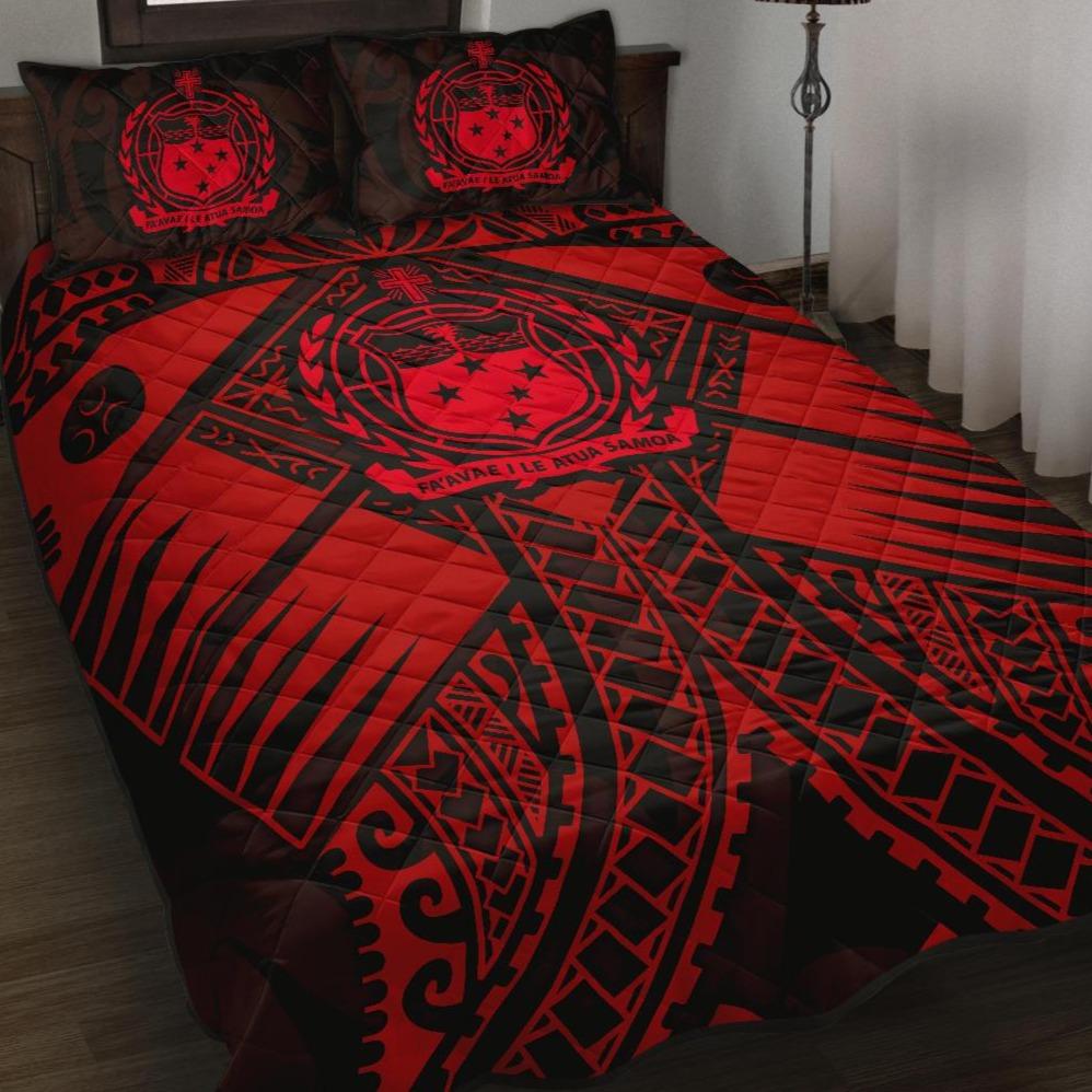 Samoa Polynesian Quilt Bed Set - Samoa Red Seal with Polynesian Tattoo Red - Polynesian Pride