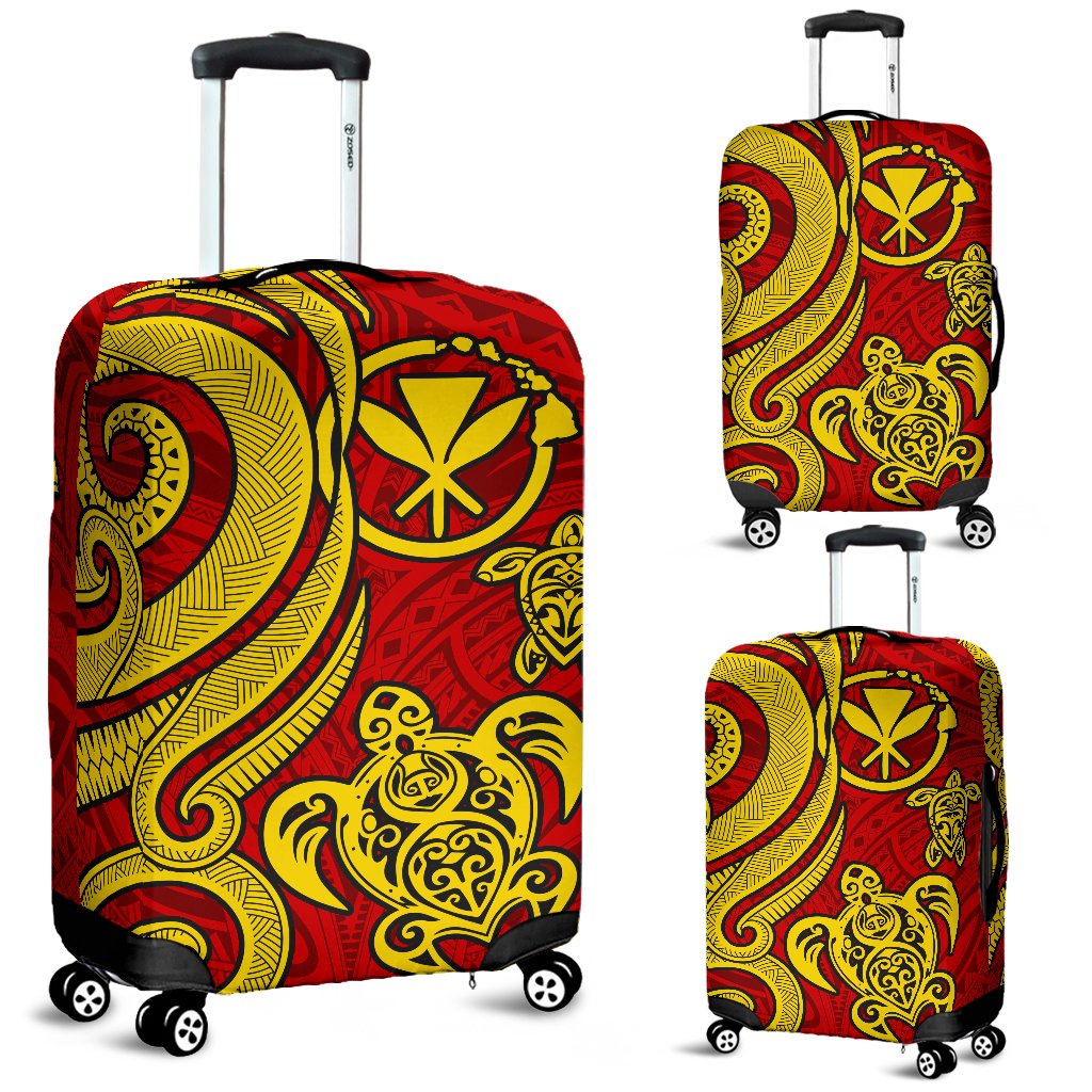 Polynesian Hawaii (Kanaka Maoli) Luggage Covers - Red Tentacle Turtle Red - Polynesian Pride