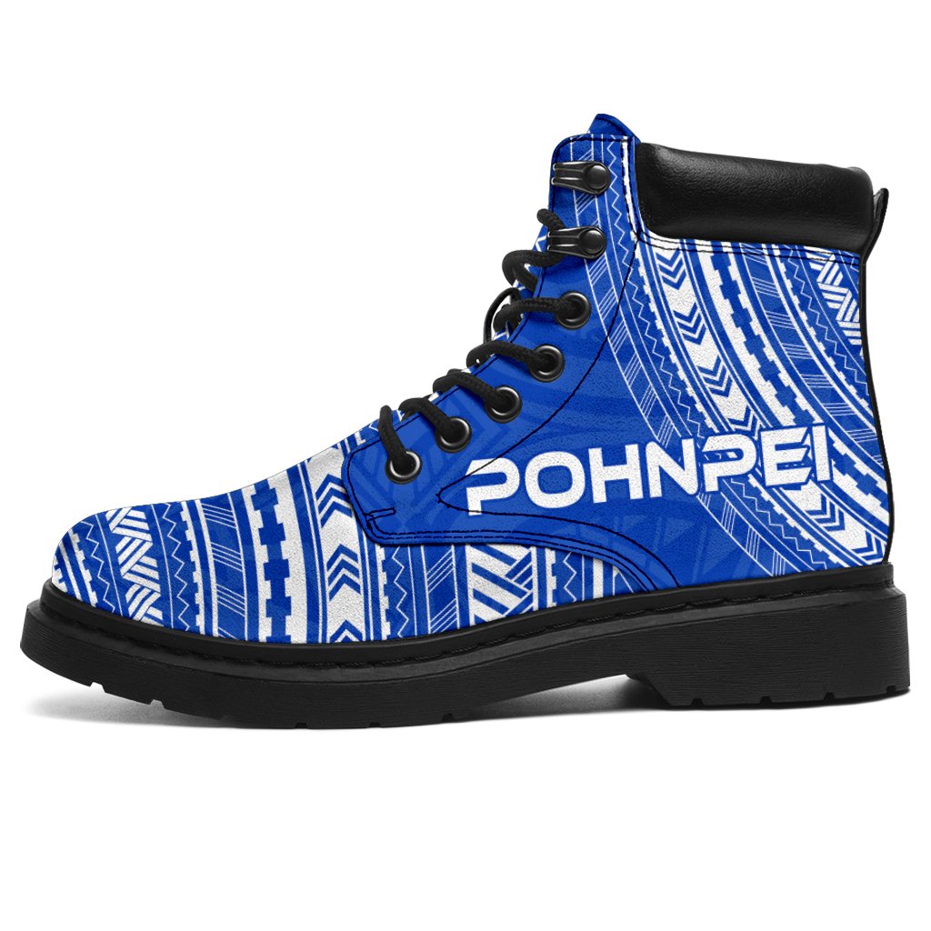 Pohnpei Leather Boots - Polynesian Flag Chief Version White - Polynesian Pride