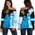 Tuvalu Personalised Women's Off Shoulder Sweater - Independence Day Blue - Polynesian Pride