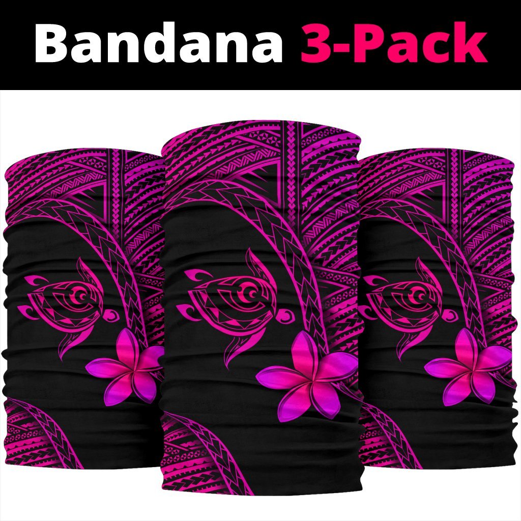 Hawaiian Polynesian Turtle Plumeria Pink Bandana 3 - Pack - Polynesian Pride