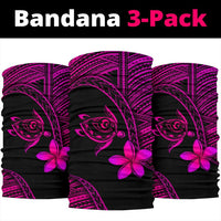 Hawaiian Polynesian Turtle Plumeria Pink Bandana 3 - Pack - Polynesian Pride