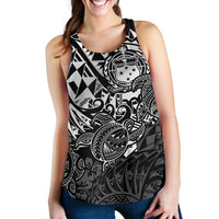 Samoa Polynesian Racerback Tank (Women) - White Turtle Flowing - Polynesian Pride