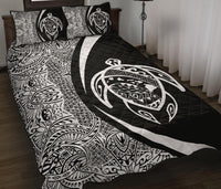 Hawaii Turtle Map Polynesian Quilt Bed Set - White - Circle Style - Polynesian Pride