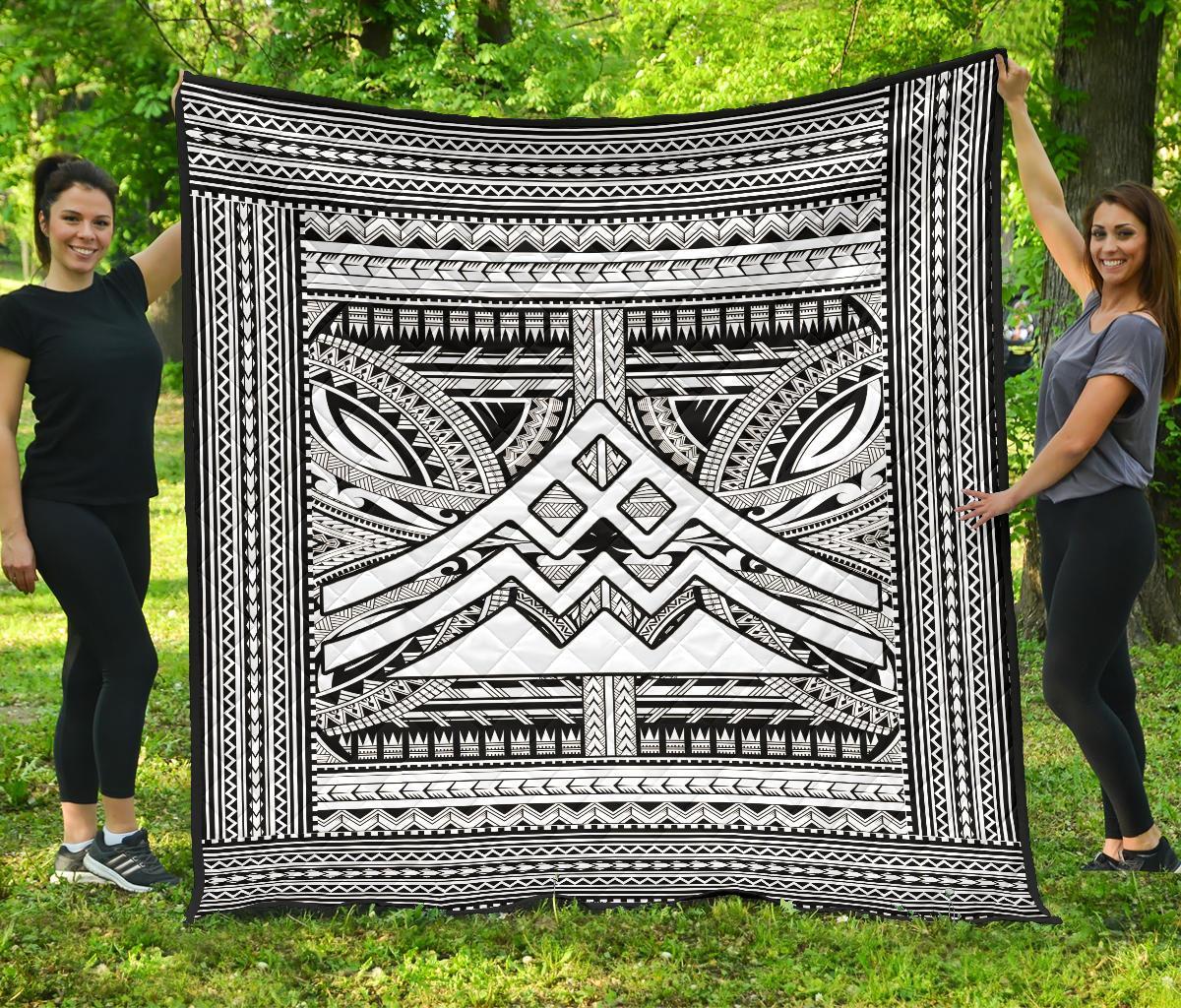 Hawaii Polynesian Mauna Kea Premium Quilt White White - Polynesian Pride