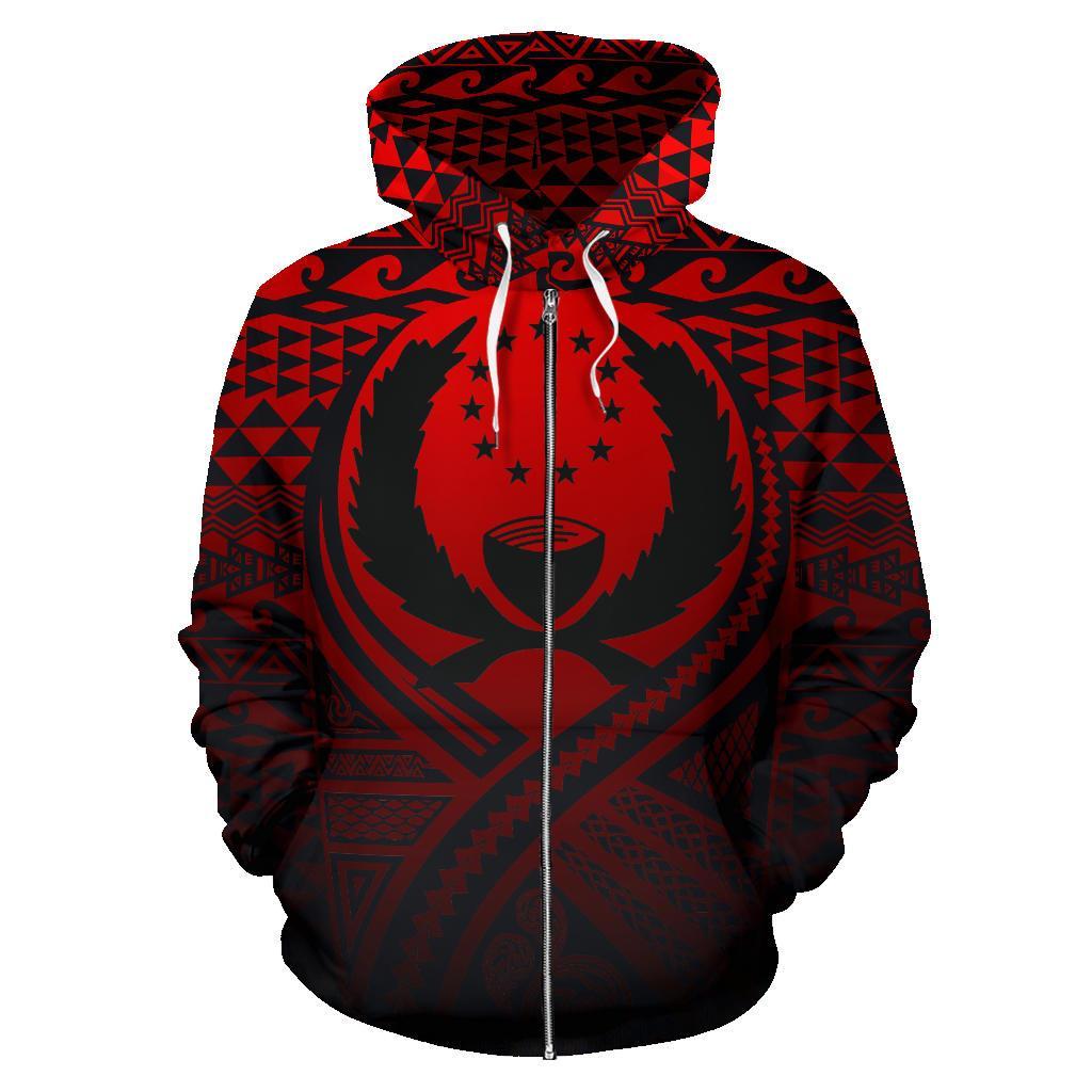 Pohnpei All Over Zip up Hoodie Lift up Red - Polynesian Pride