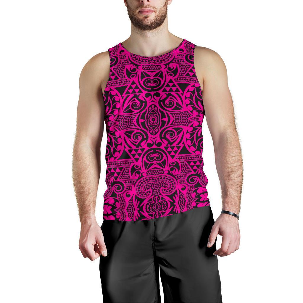 Polynesian Kakau Turtle Pink Hawaii Men's Tank Top Pink - Polynesian Pride