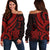 Tonga Women Off Shoulder Sweater - Red Tentacle Turtle Red - Polynesian Pride