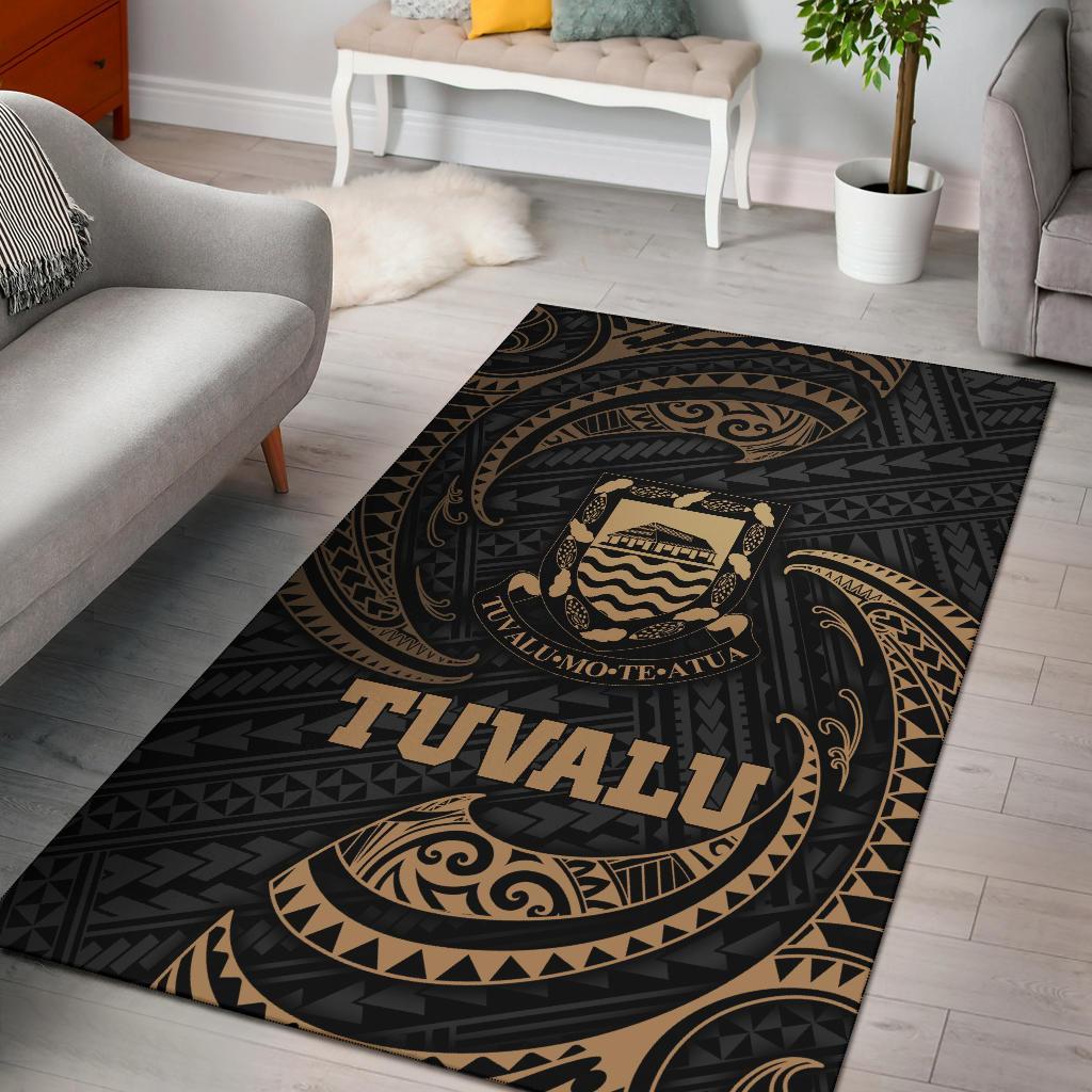 Tuvalu Polynesian Area Rug - Gold Tribal Wave Gold - Polynesian Pride