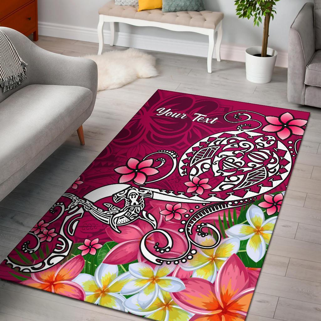 Samoa Custom Personalised Area Rug - Turtle Plumeria (Pink) Pink - Polynesian Pride