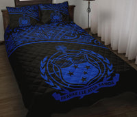 Samoa Quilt Bed Set - Samoa Coat Of Arms Polynesian Blue Curve Version - Polynesian Pride